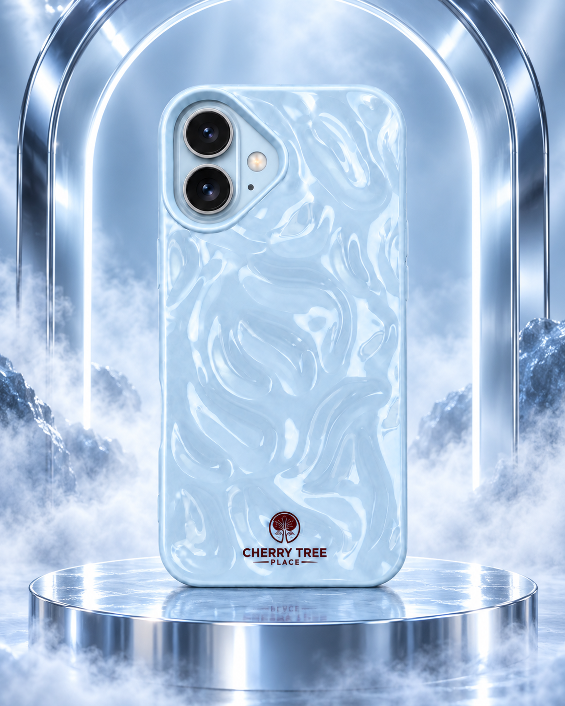 Glossy Powder Blue Ripple iPhone Case