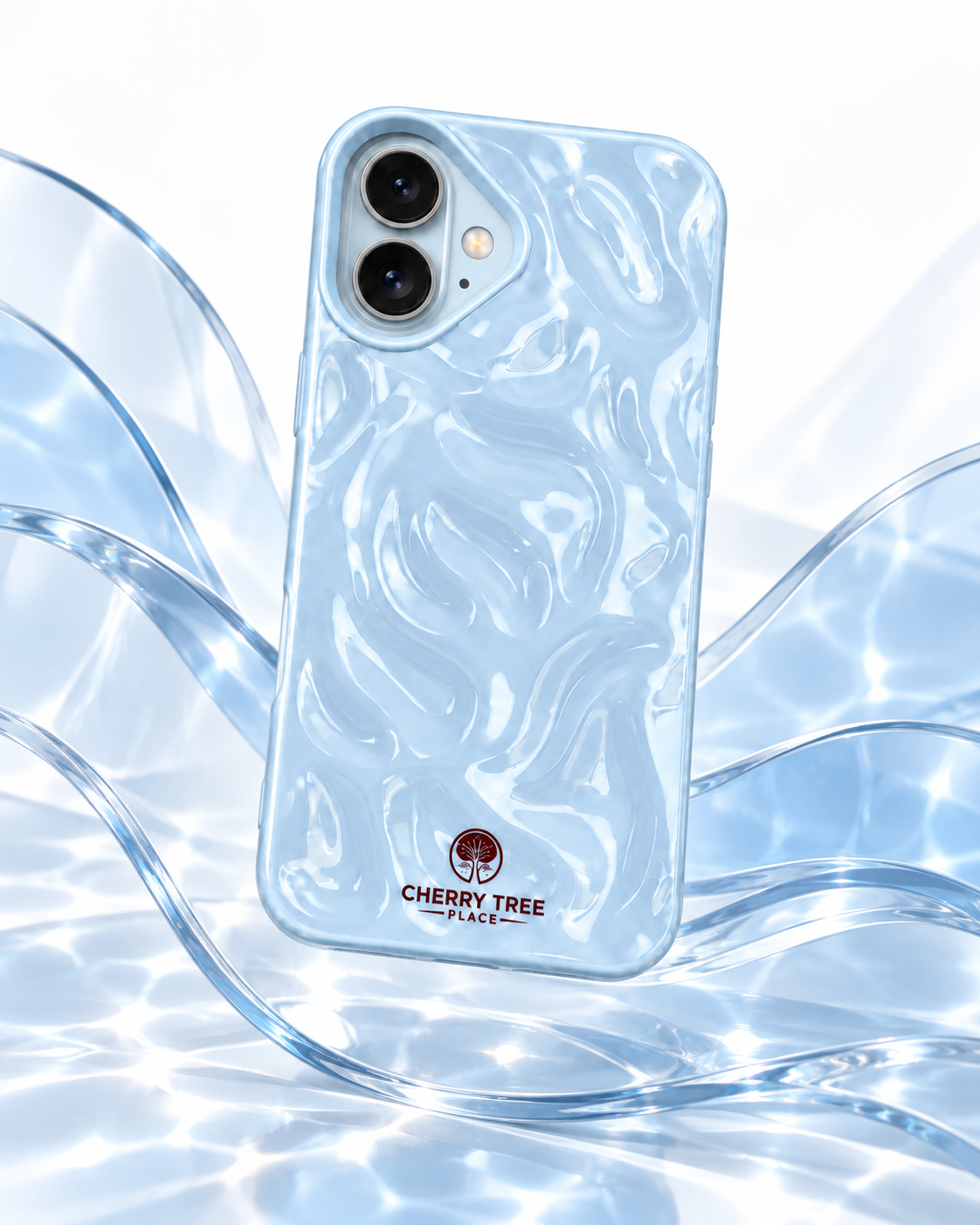 Glossy Powder Blue Ripple iPhone Case