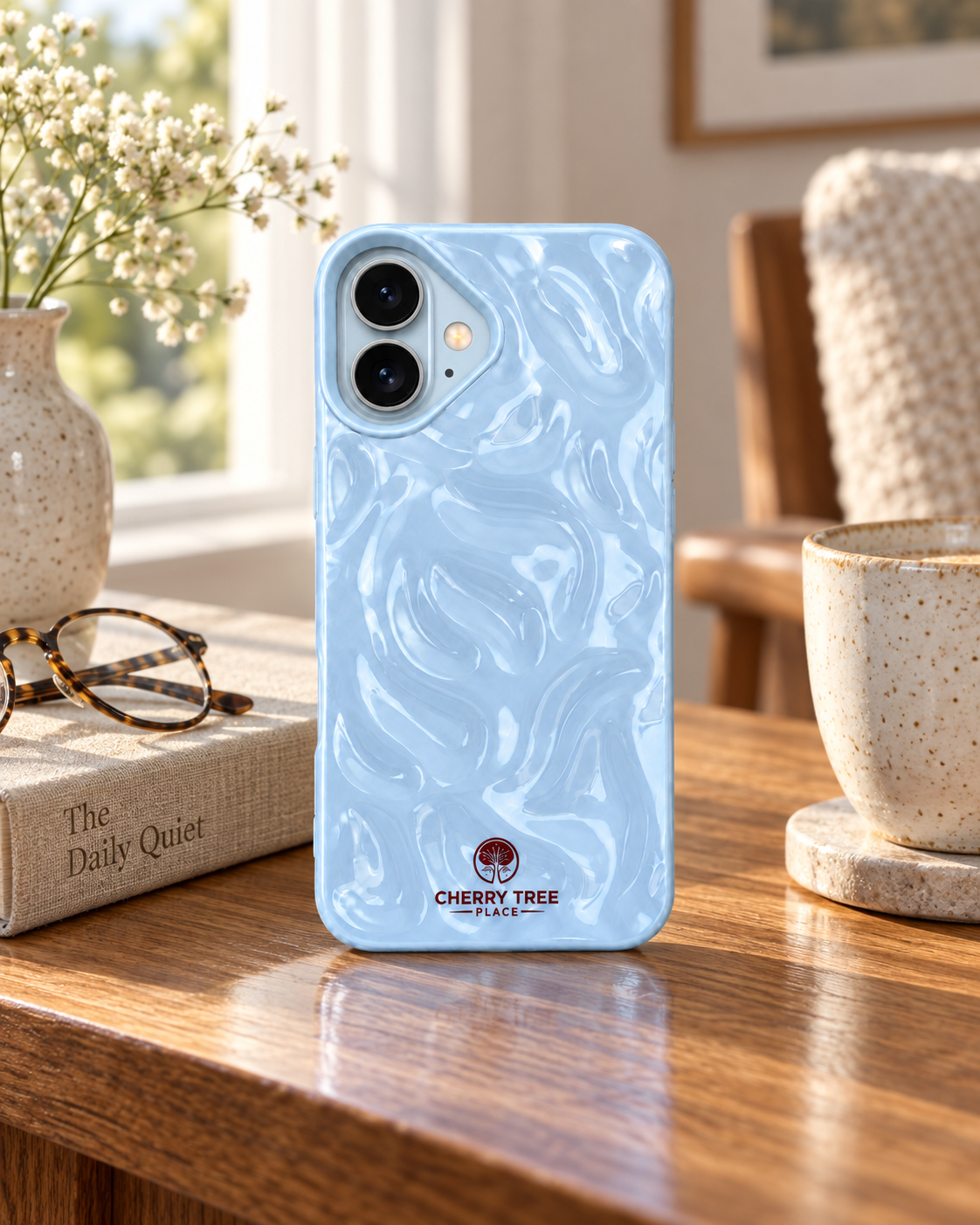 Glossy Powder Blue Ripple iPhone Case