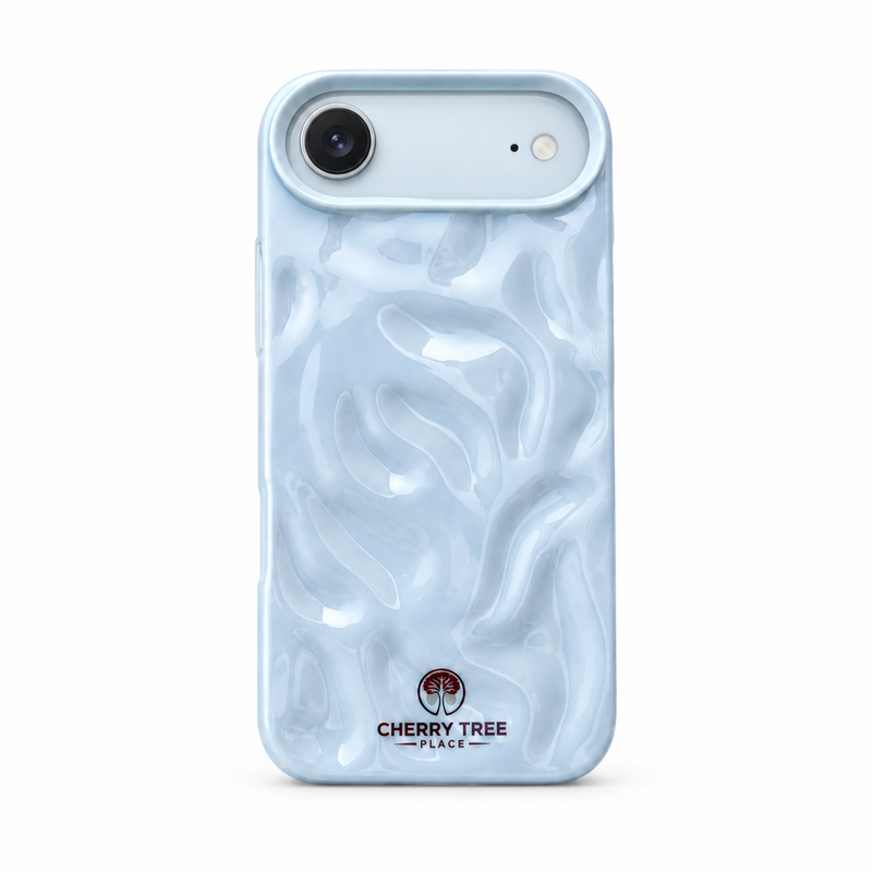 Glossy Powder Blue Ripple iPhone Case