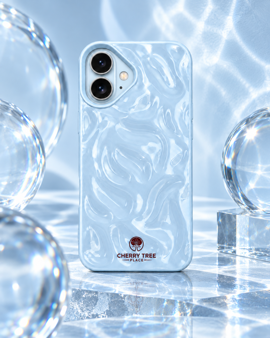Glossy Powder Blue Ripple iPhone Case