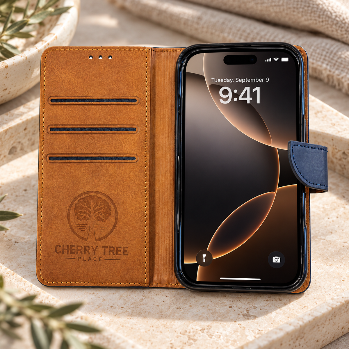 Navy & Tan 2 tone Wallet