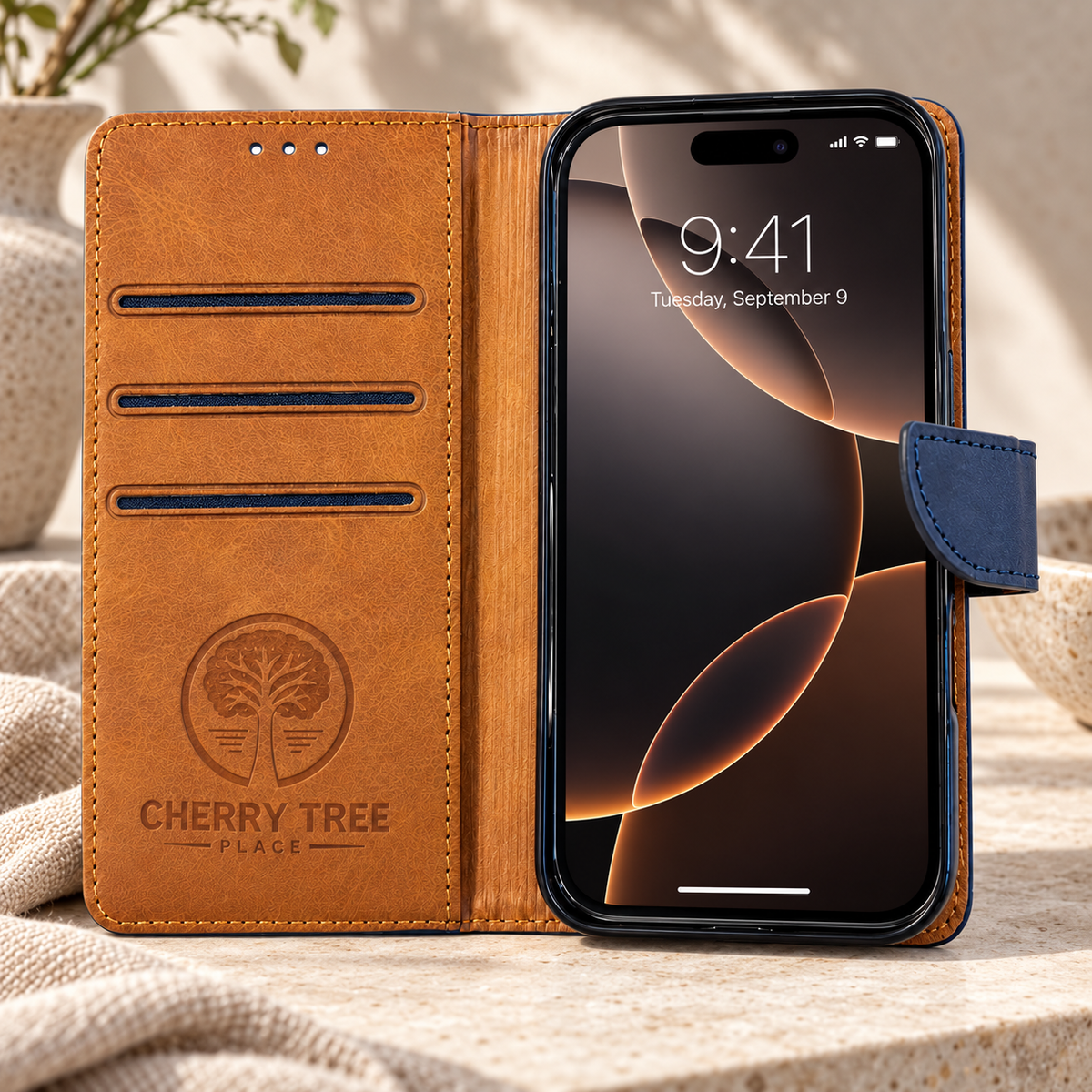 Navy & Tan 2 tone Wallet