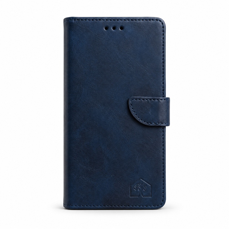 Navy & Tan 2 tone Wallet — closed front view on a white background